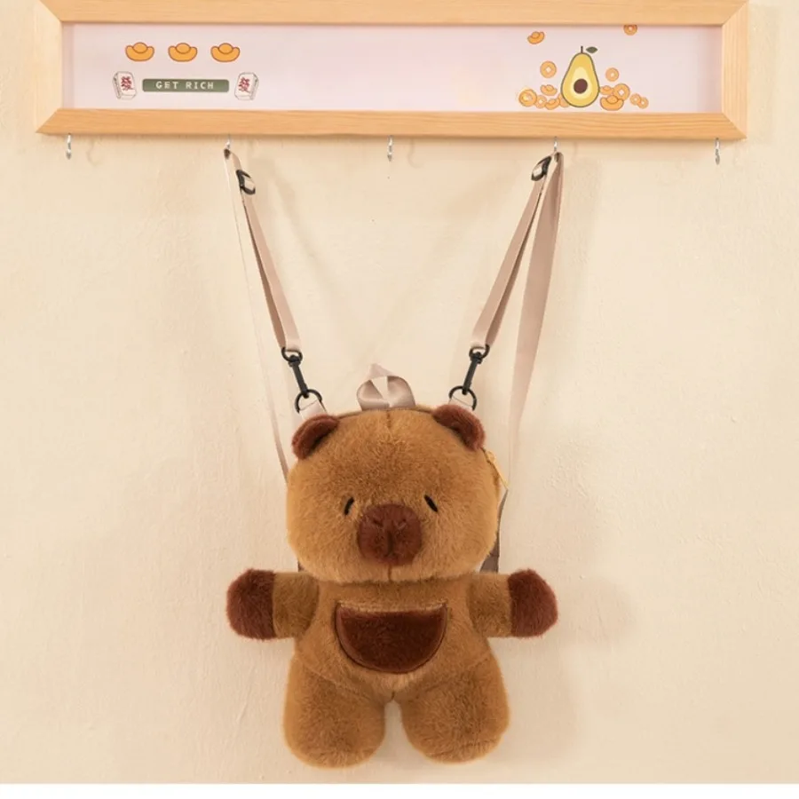 Kids Capybara Doll Plush Backpack Kawaii Animal Plushie Toy Fur Bag Children's schoolbag Mini Knapsack Bags Gifts for Girlfriend