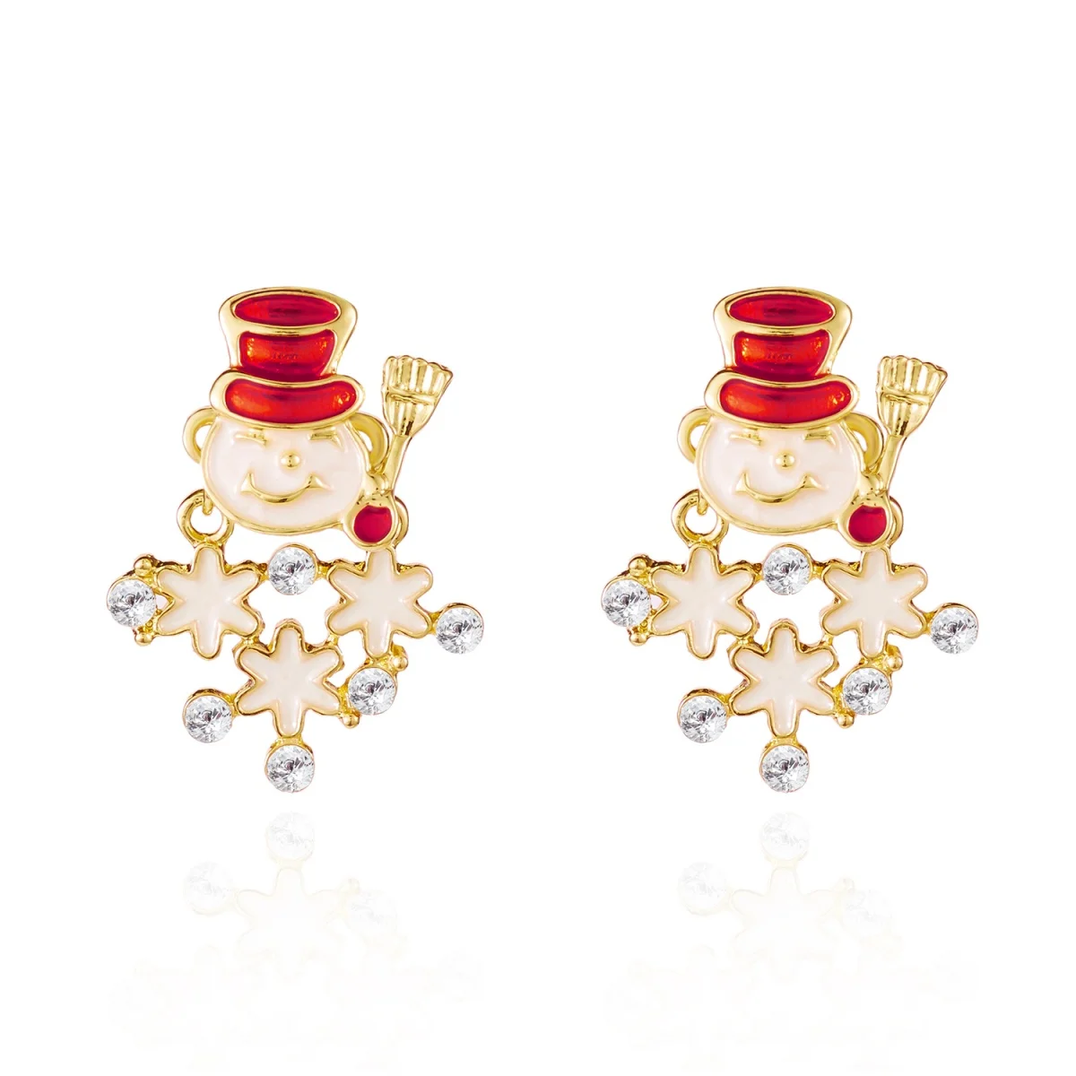 Christmas Holiday Stud Earrings Rhinestone Snowflake Wearing Xmas Hat Snowman Earring Creative Party Jewelry Gift For Women Men