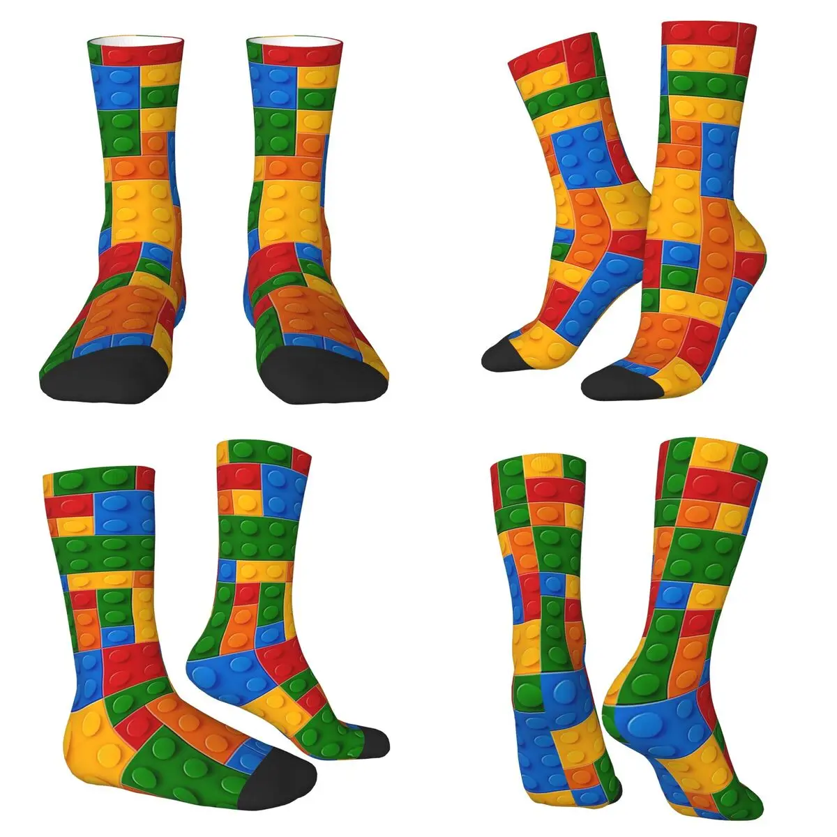 Colour Building Block Pattern Socks Harajuku Super Soft Stockings All Season Long Socks for Man Woman Valentine's Day Gifts