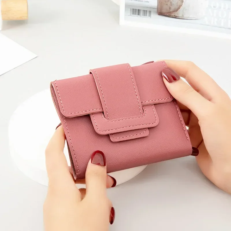 Wallet Female Short Section 2023 New Spot Wholesale Student Coin Purse Korean Small Belt Ladies Wallet Card Bag