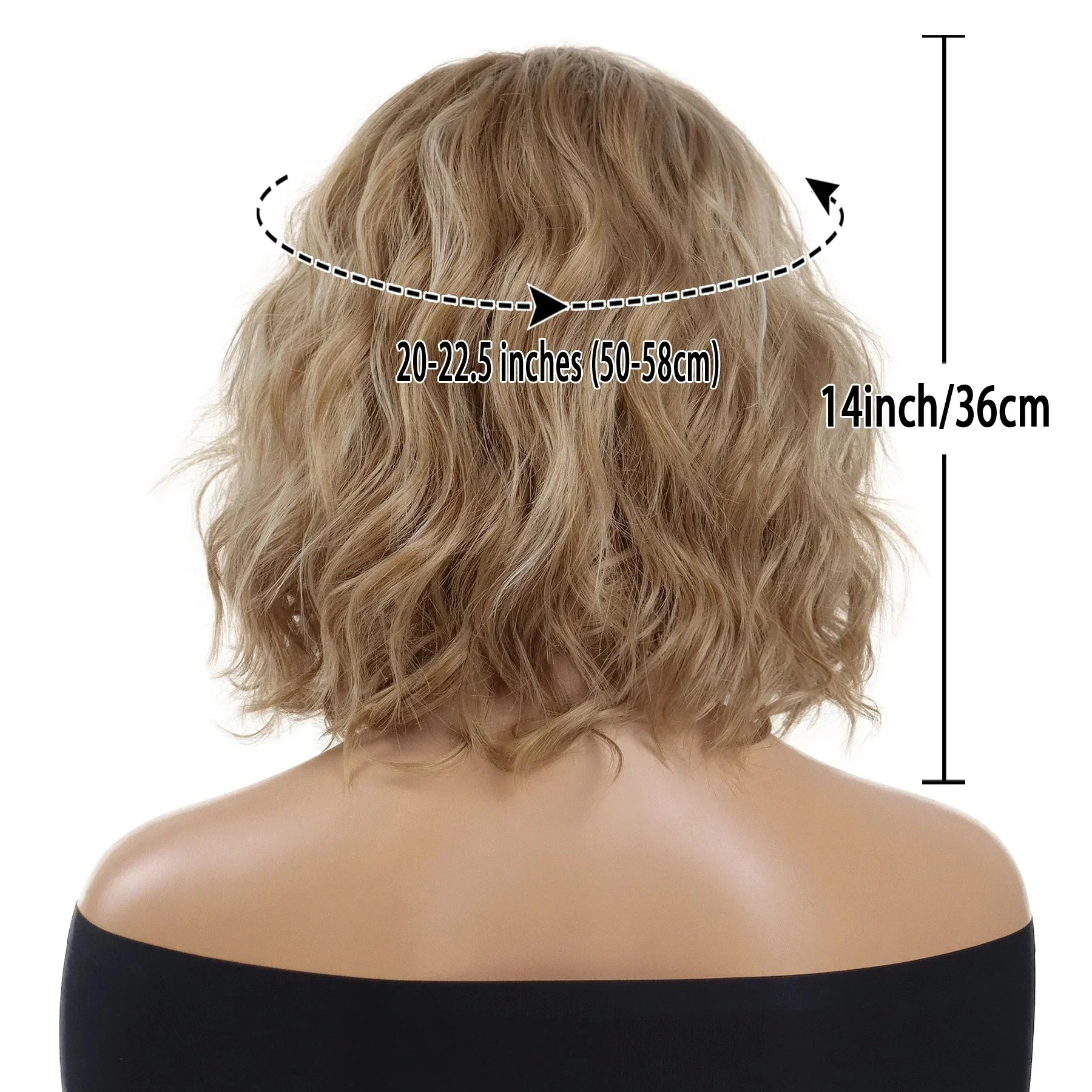 Wig Pirang Ombre Akar Gelap untuk Wanita Wig Bob Pendek Sintetis Gaya Rambut Gelombang Alami Wig Wanita Bergaya Serat Pesta Cosplay Harian