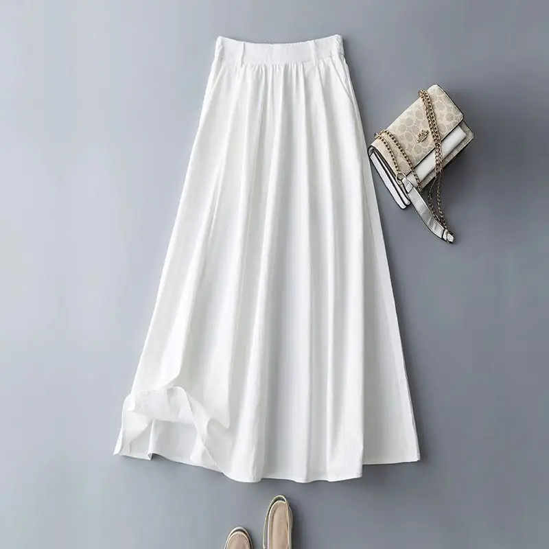 Dave&di Skirt Woman Clothing Faldas Skirts Half Elastic High Waist Temperament A-line Half Body Mid Length Umbrella Skirt