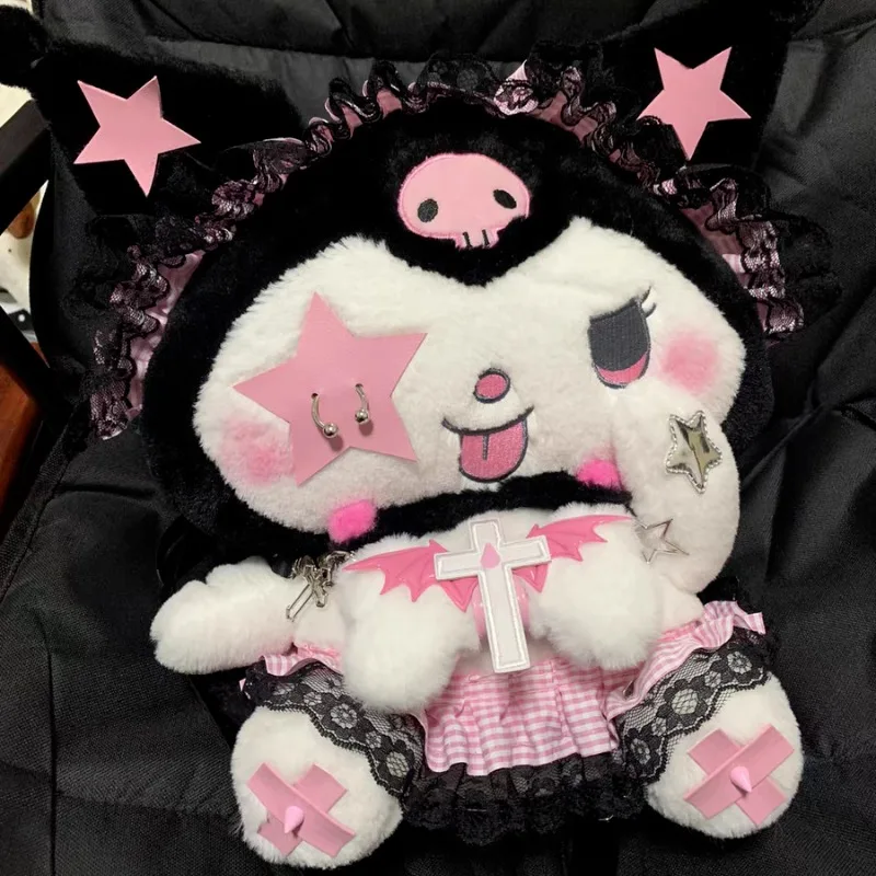 MBTI Y2k Kuromi Womens Shoulder Bag Plush Cute Harajuku Style Doll Casual Backpacks Gothic Punk Lolita New Female Aesthetic Bags