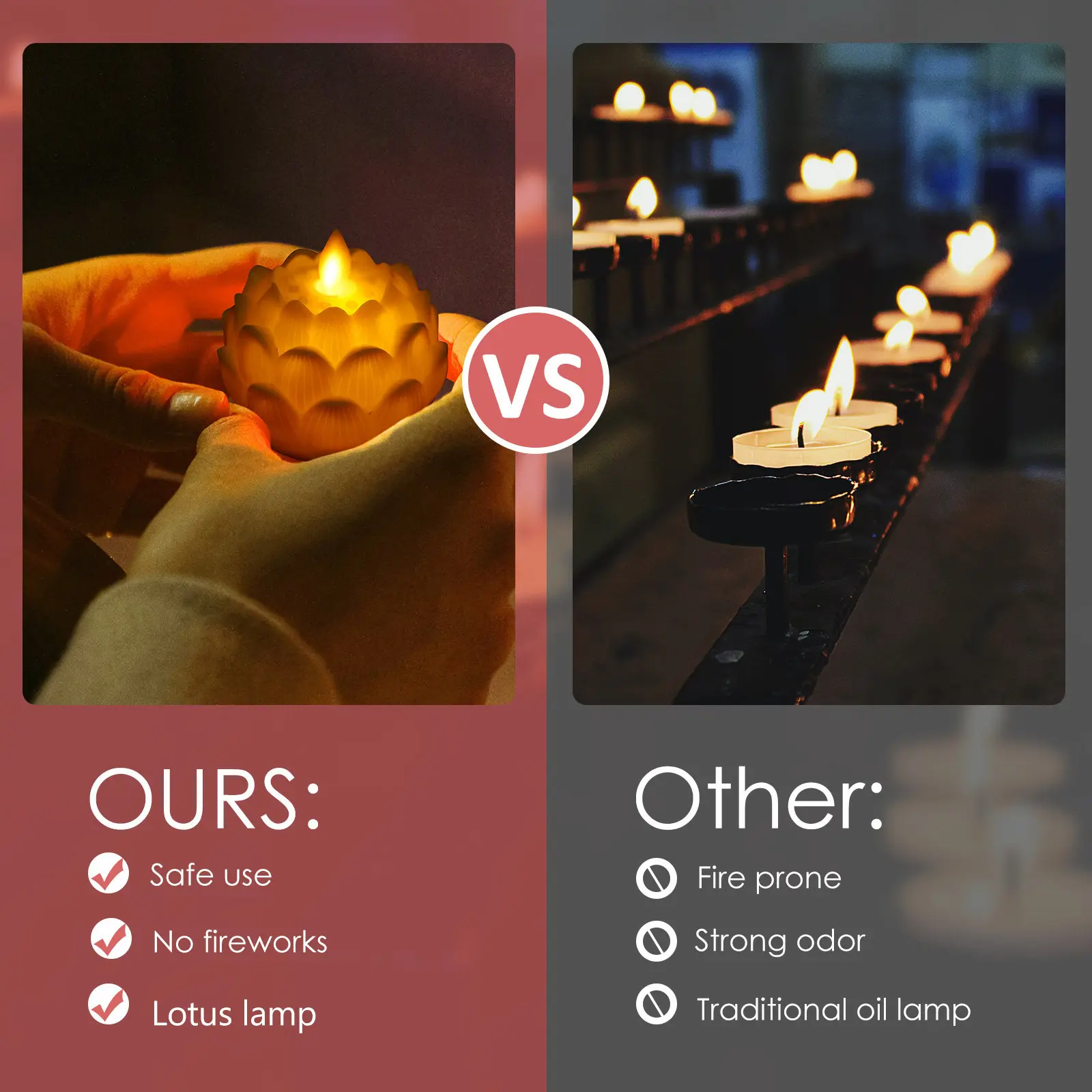 

6Pcs LED Lamp Lotus Shape Ornament Fine Workmanship for Buddha Table Temple Home Decoration Desktop Light