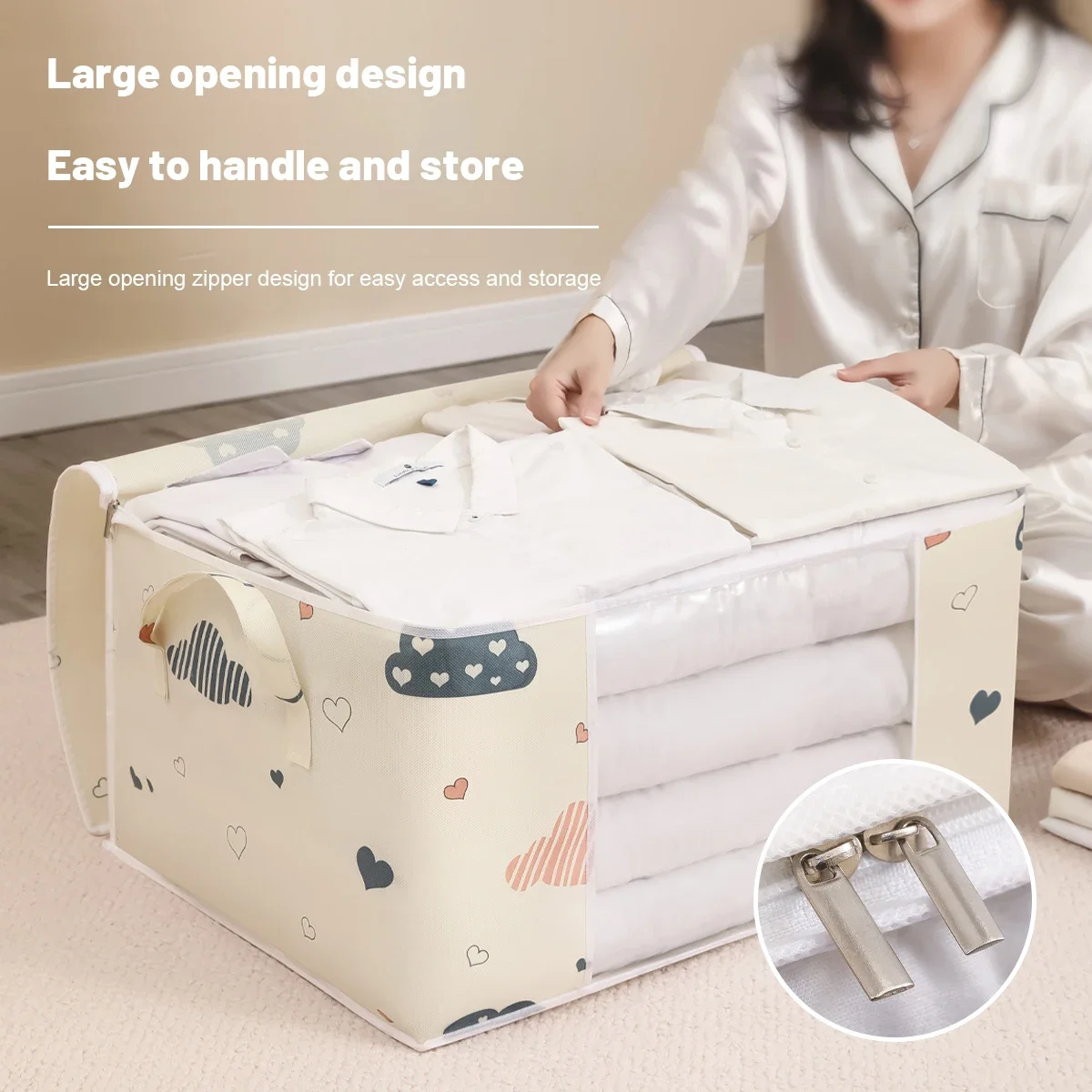 Wardrobe Organizer Large Capacity Quilt Storage Bag Clothing Box Bedding Container Polyester Fabric Dustproof Storage Bags