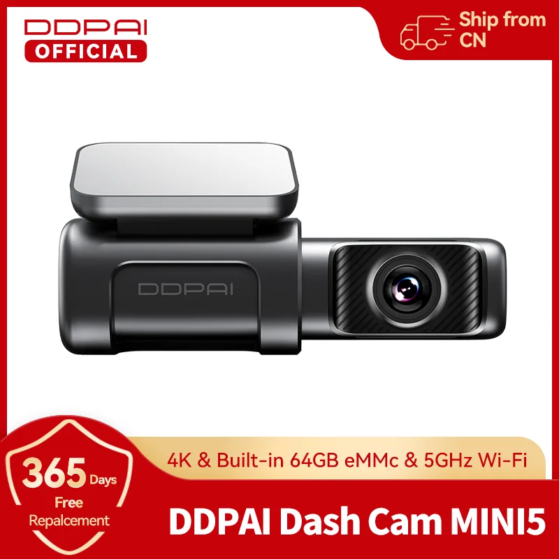 DDPAI Dash Cam Mini5 4K UHD DVR Car Camera Recorder Car Dash Camera Recorder GPS ADAS  eMMC built-in Storage 5GHz Wi-Fi SR2.0