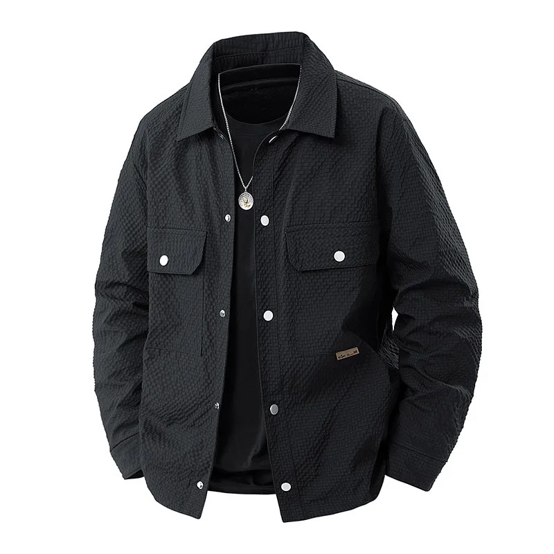 New Man Coat Autumn Winter Fashion Simple Solid Turn Down Collar Male Jacket Single-breasted Long Sleeve Casual Men Outerwear