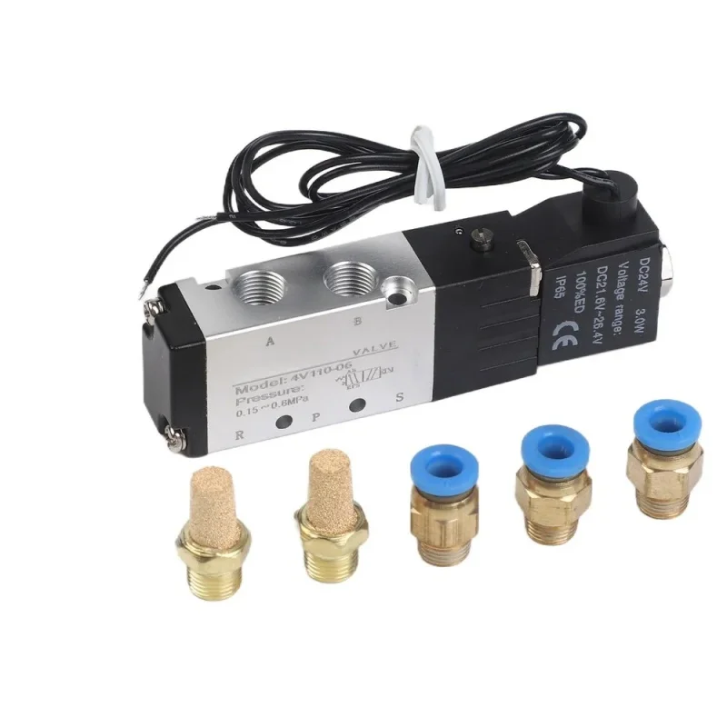 4V110-06 1/8 Bsp Air Solenoid Valve 5 Way Port 2 Position Gas Pneumatic Electric Magnetic Valves DC12V 24V 110 V220V Coil Volt