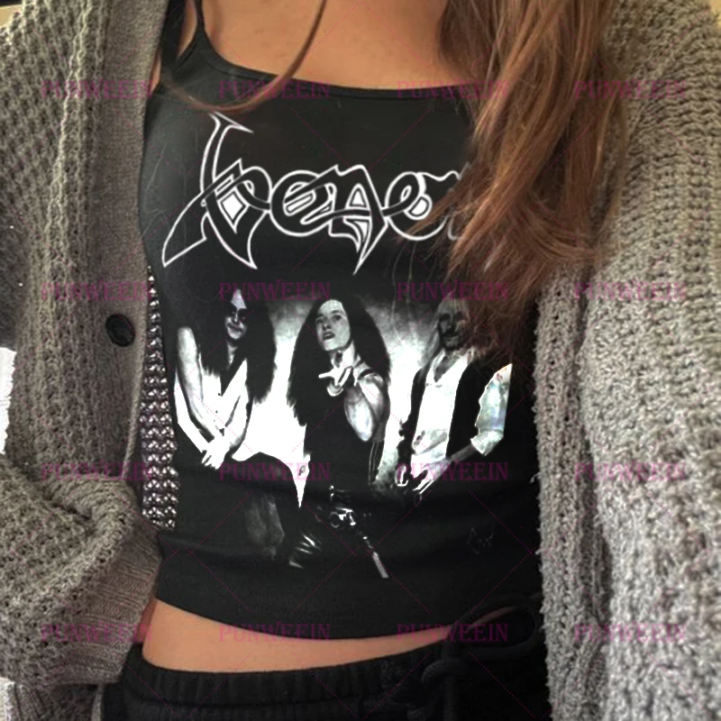 Hip Hop Rock Vintage Punk Gothic Tank Top Sleeveless Baby Harajuku Tops High Street Emo Y2k Band Sexy Grunge Crop Top Streetwear