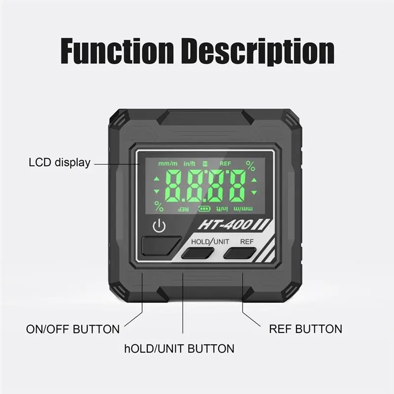 【GIFT】HT-400 Digital Protractor With Magnet 90 Degree Ruler Angle Measuring Gauge Level Indicator Tool