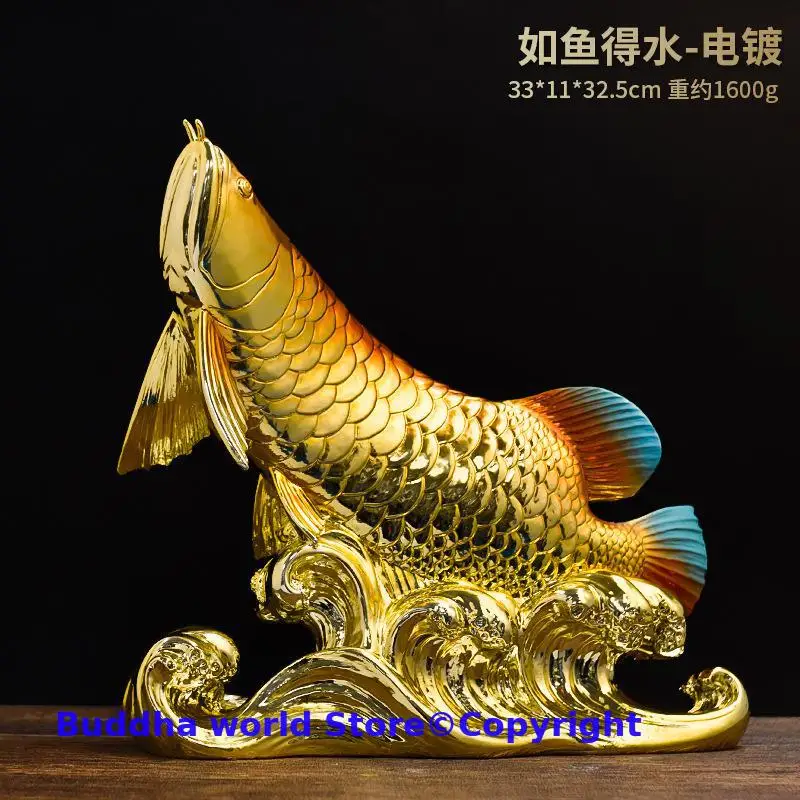 large 2025 TOP Geomantic omen Home Company bar business Decorative bring wealth money GOOD LUCK gold Dragon Arowana fish Statue