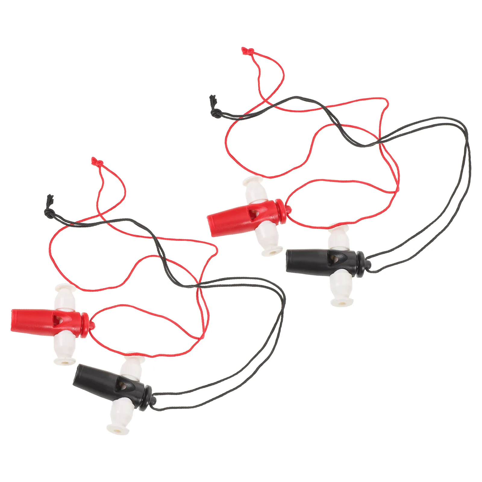 4 Stück Samba-Pfeifen aus Kunststoff für Partys: Musikübungs-Instrument mit Umhängeband, Tanzpfeife für Klassenzimmer-Aufführungen, Orff