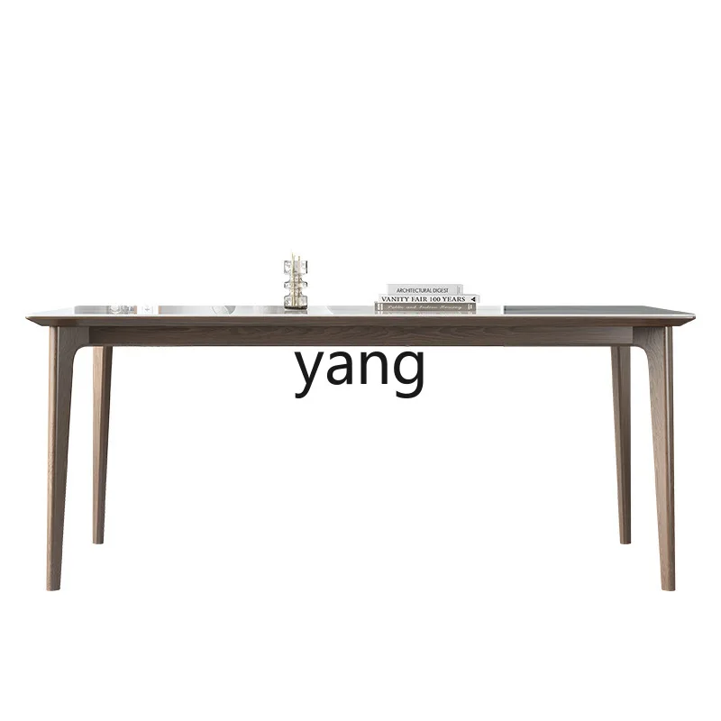 

LH solid wood bright rock slab dining table household ash wood dining table modern and simple