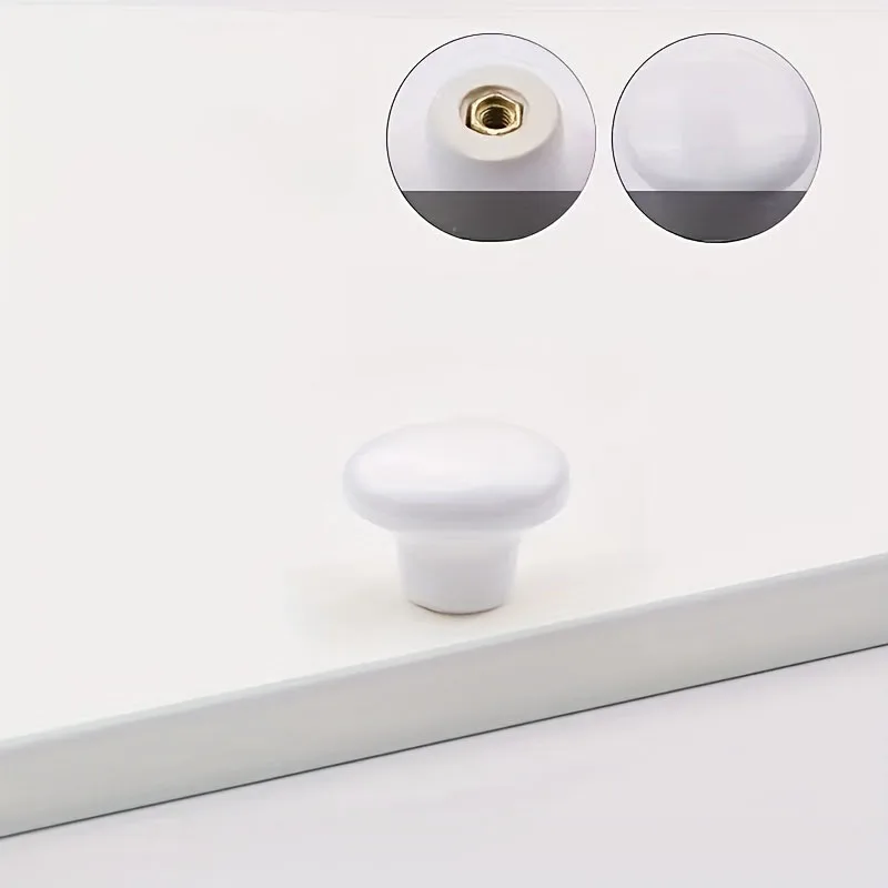 4 قطعة مقابض خزانة بيضاء مقابض أدراج السيراميك لأدراج تسريحات ، مقابض خزائن المطبخ الخزفية المستديرة الرجعية مقابض السحب #5