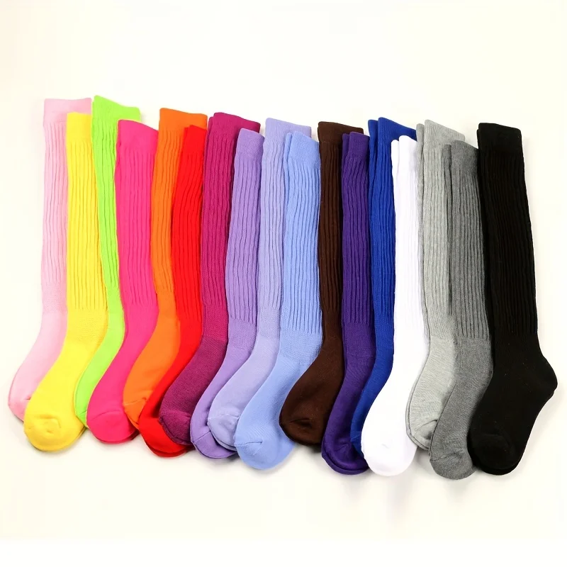 Thick Thermal Knee High Socks Women Knit Style Solid Color Calf Socks Cute Long Loose Slouch  Socks Winter Warm