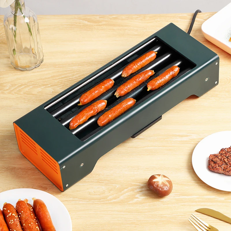 Hotdog Grill Machine Electric Hot Dog Roller Sausage Machine Hot-dog 6 Roller Grill Cooker Machine Cooker For Kitchen Restaurant