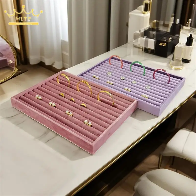 

1 шт. Премиальный бархатный лоток для демонстрации ювелирных изделий 35*24 см, вместительный лоток для хранения колец и ожерелий, органайзер для демонстрации на прилавке