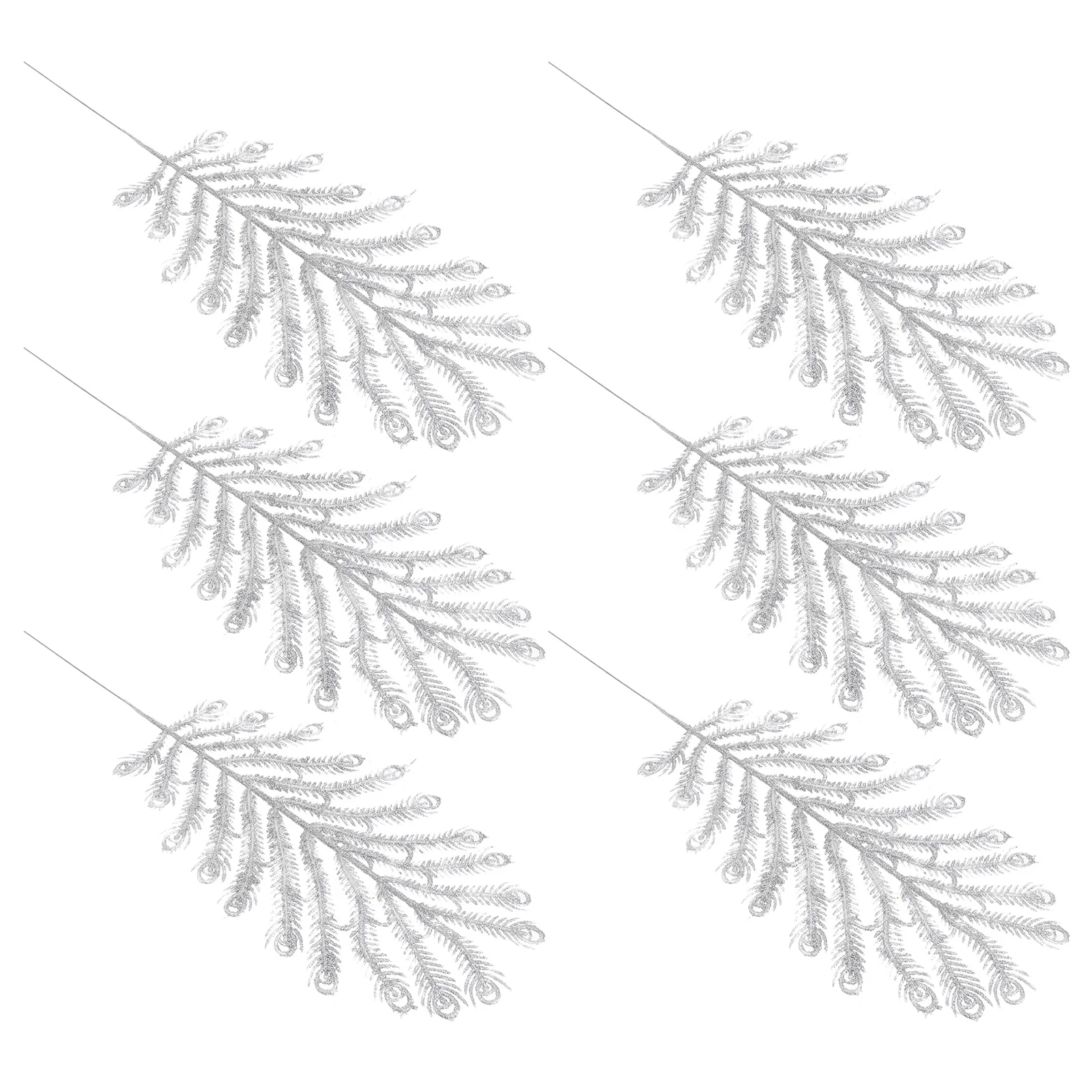 

6Pcs Simulated Phoenix Tail Glitter Christmas Ornament Creative DIY Craft Decoration for Gift Wedding Party Banquet Photographic