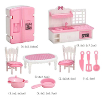 4/7/10/11PCS Dollhouse Miniature Simulation Furniture Set Kitchen Bedroom Living Room Bathroom Cooking Things For Doll House