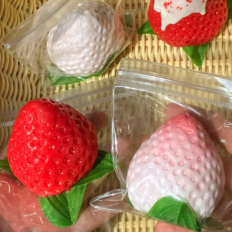 

1 Pcs Cute Strawberry Squeeze Toy TPR Sensory Stress Relief Vent Joking Stress Relief Funny Toy