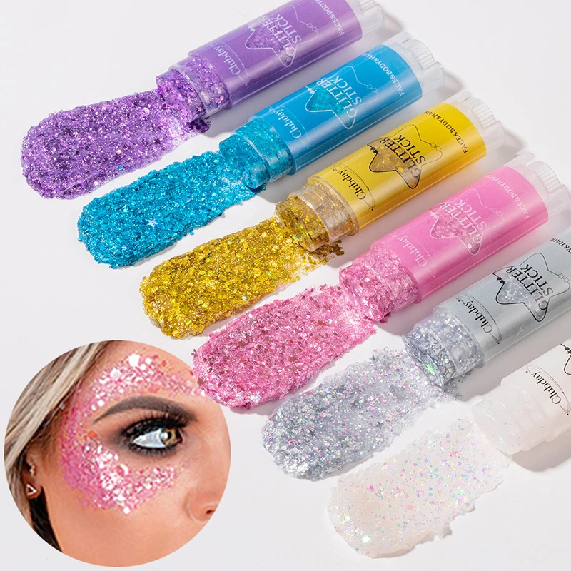 Gezicht Lichaam Pailletten Glitter Gel Stick Make-up Witte Parel Roze Oogschaduw Haar Schilderen Fleuren Toneelmake-up Flash Pailletten Crème