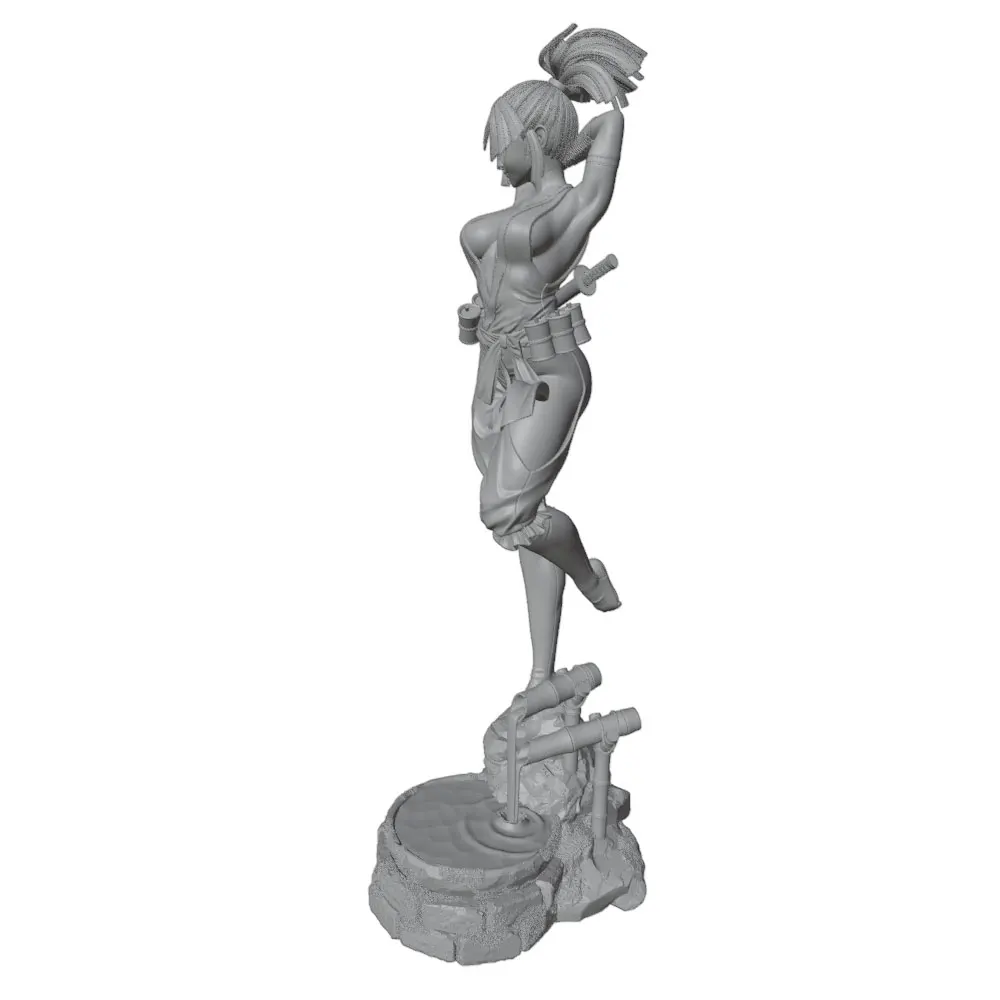 Estatua de anime gris impresa en tres dimensiones sin montar ni pintar - imagen 5