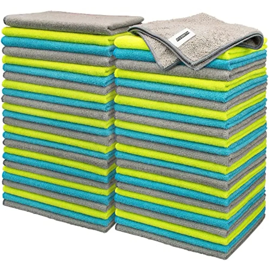 Microfiber Cleaning Cloth - Pack of 50, Microfiber Towels for Cars 16 x 12 in, Highly Absorbent Cleaning Rags, Lint-Free, Strea