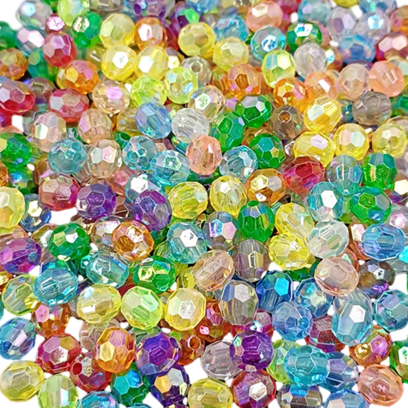 6mm/8mm 100/40Pcs Transparent Symphony Acrylic AB Color Round Beads Jewelry Accessories Handmade Beaded Diy Beads Material