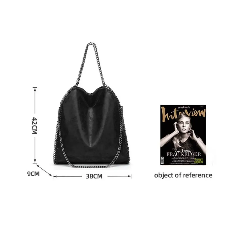 Bolso informal de cuero Pu para mujer, bandolera de un solo hombro, de alta capacidad, con cadena, color negro