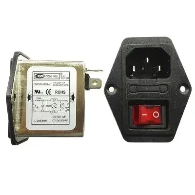 

CW2B-06A-T 6A 250V/115V power EMI filter with fuse and rocker