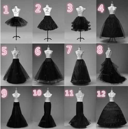 Zwarte bruids Petticoat Crinoline onderrok hoepel hoepelloze zeemeermin Fishtail Stock