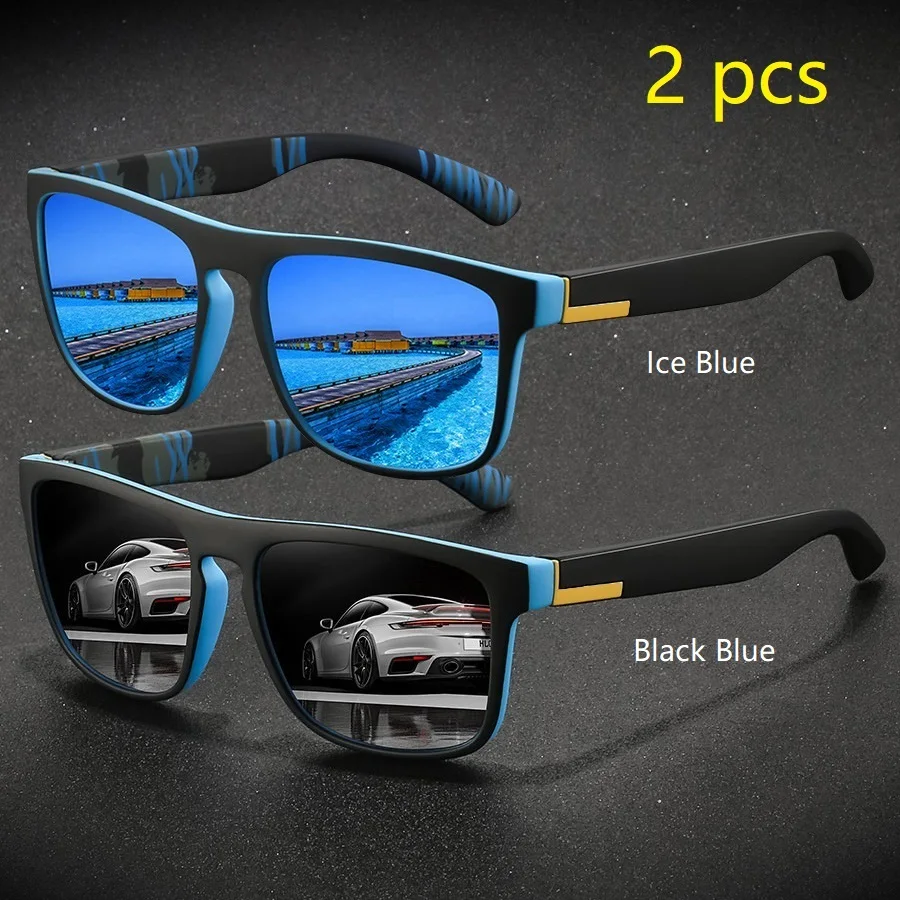 2-delige mode vintage vierkante sportzonnebril heren dames rijden vissen merk designer zonnebril retro man brillen UV400