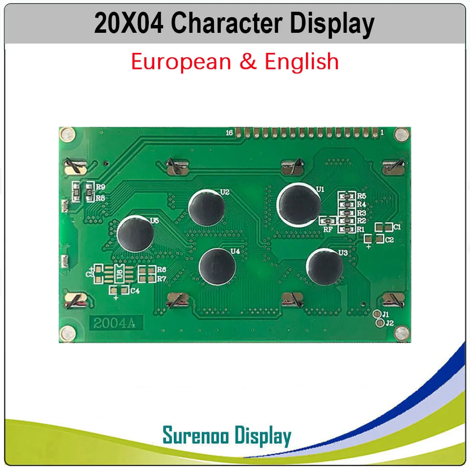 Imagem -04 - Inglês Japonês Cirílico Hebraico Russo Europeu 204 20x4 2004 Personagem Módulo Lcd Display Tela Lcm Branco Azul Led Backlight