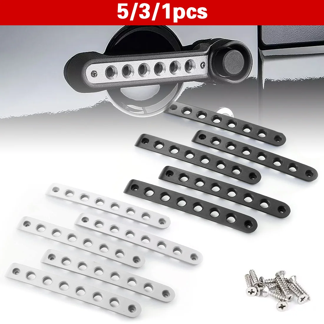 5/3/1pcs Front Rear Door Grab Handle Inserts Cover For Wrangler JK JKU Parts Unlimited Rubicon Sahara Accessories