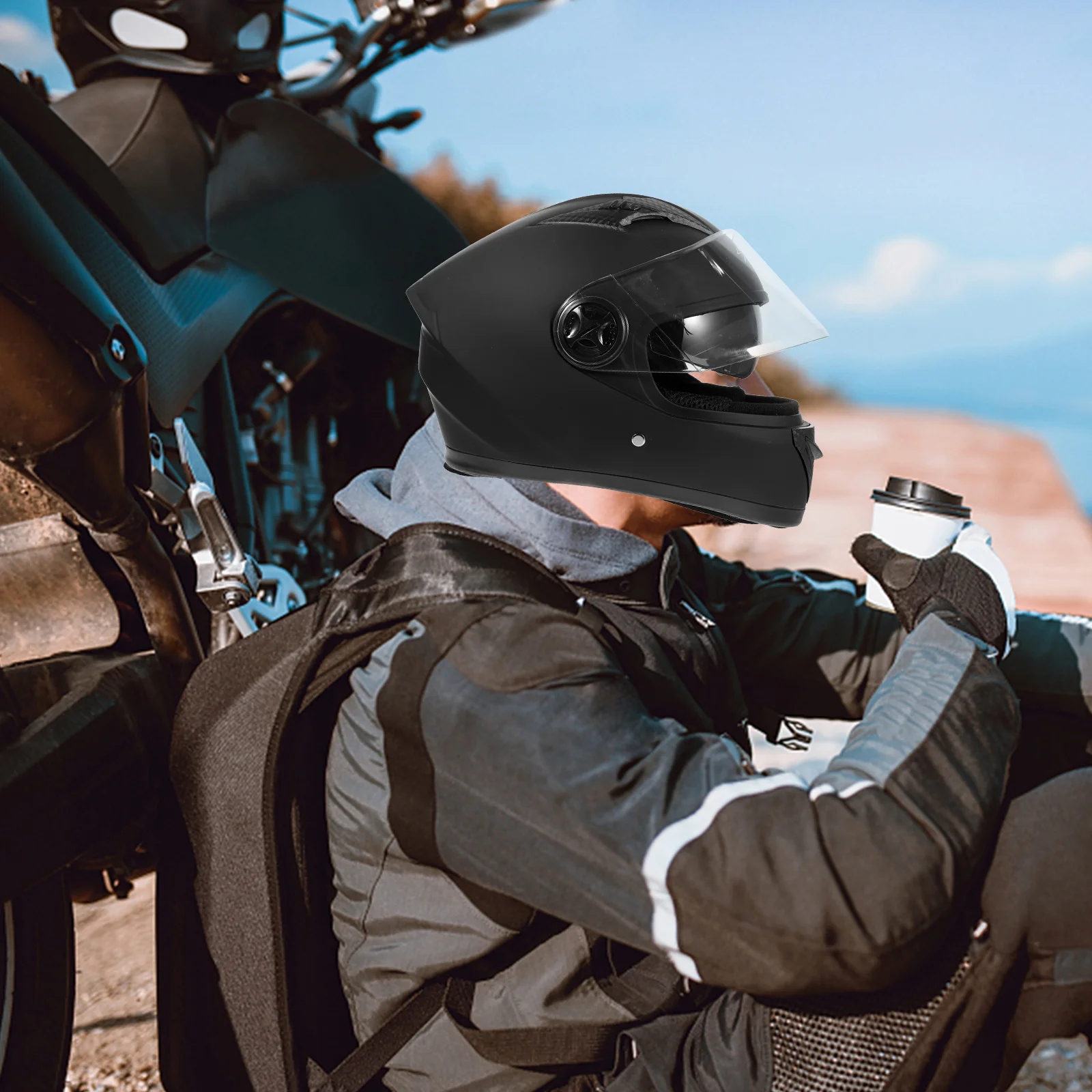 

1Pcs Pc Motocycle Full Face Lightweight Shockproof Off Road Ventilation Holes Mouth Area Cycling Protective