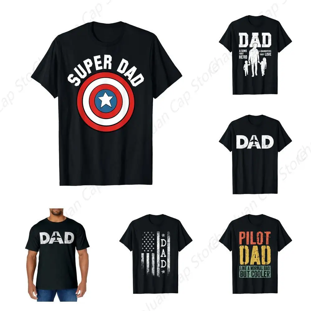 Father's Day Super Dad Captain America Flag T-Shirt