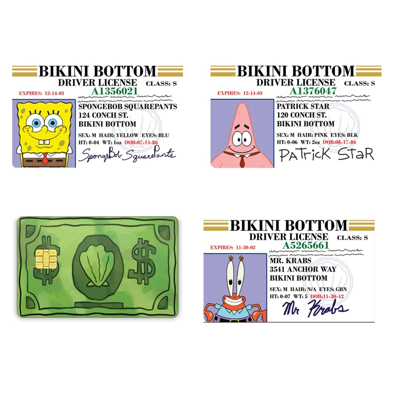 SpongeBob Anime Bank Credit Cards Sticker Cartoon Bus Pass Stickers Decoration Waterproof Scratch Resistant Card Skin Decals