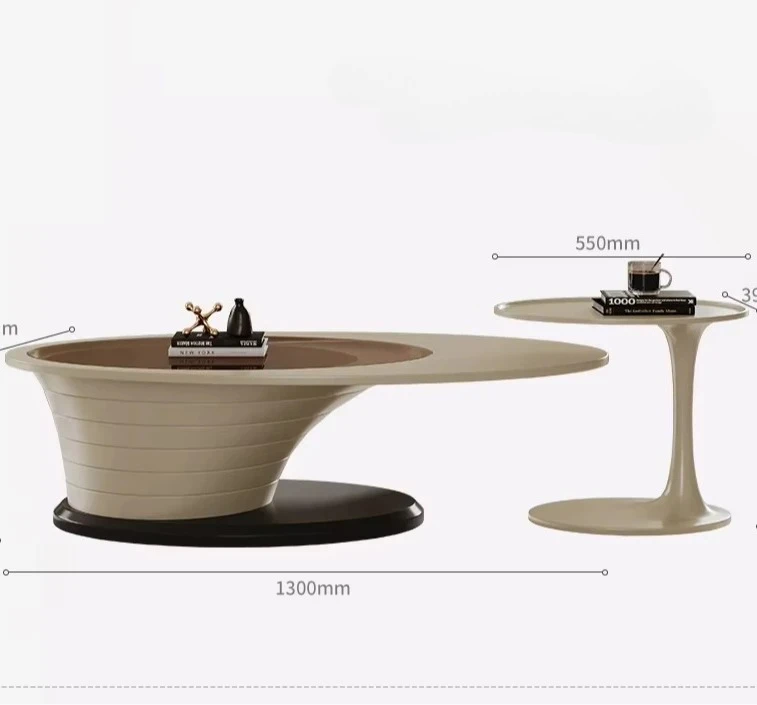 

N Coffee table living room household small apartment modern simple oval tempered glass tea table creativity