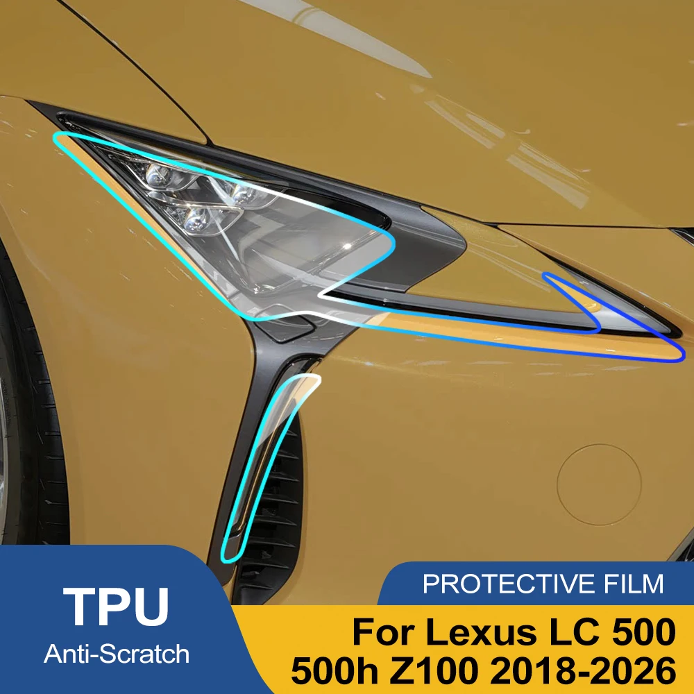 For Lexus LC 500/500h Z100 2018-2026 High-Gloss Smoke Black Pre-Cut TPU Headlight Protection Film PPF Anti-Scratch Vinyl Kit