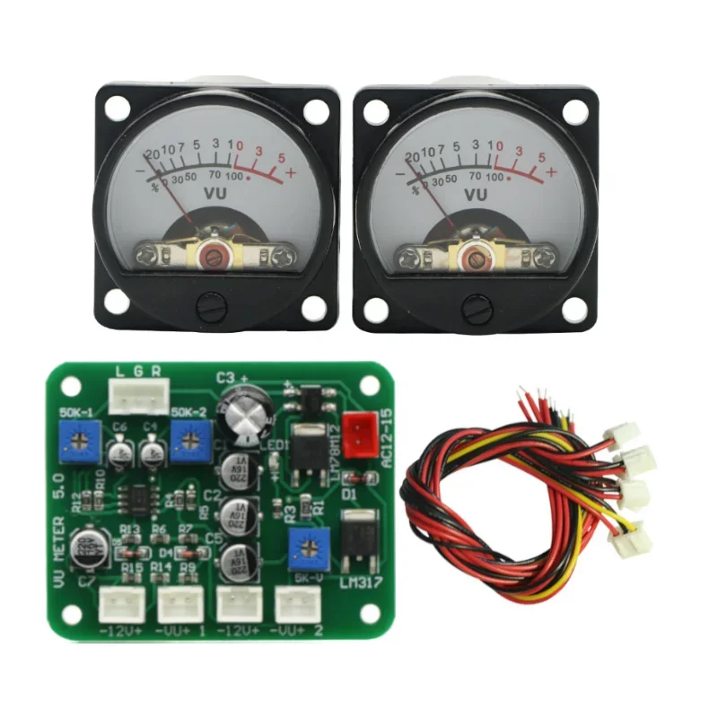 New 2pcs 10-12V VU Panel Meter 500UA Warm Back Light Recording + Driver Module High Quality