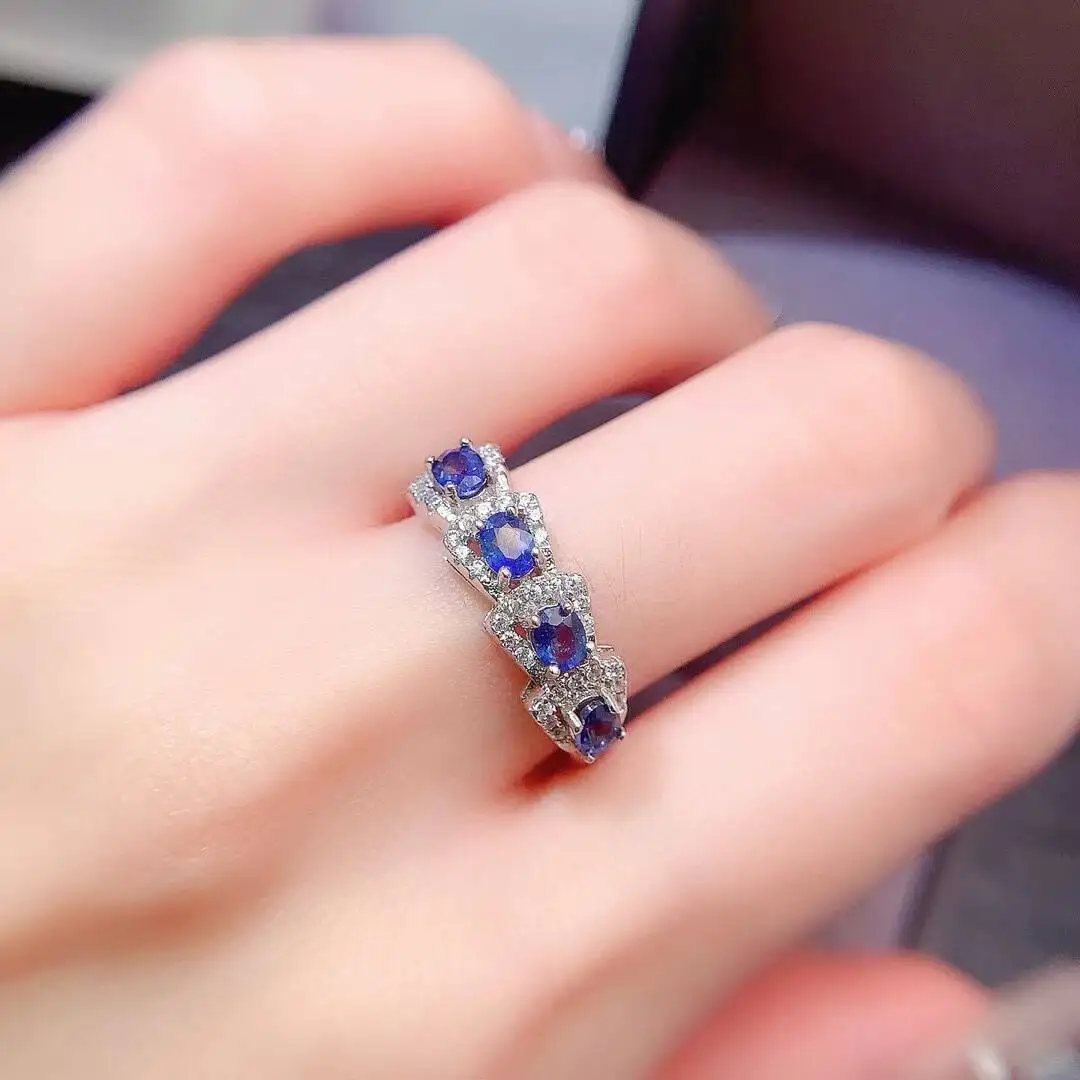 KJJEAXCMY high-grade Jewelry Natural Women's Sapphire Ring S925 Silver Colorful and splendid Crystal pure fire flash explosion