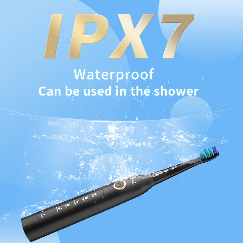 فرشاة أسنان كهربائية من Seago مع صندوق تخزين ، 5 أوضاع تنظيف بالفرشاة ، مؤقت للبالغين ، فرشاة أسنان صوتية برأس فرشاة من نوعين ، أو إصدار جديد
