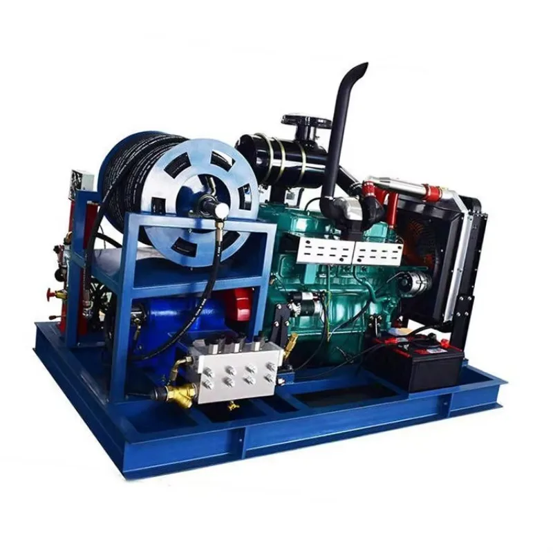 Customized Trailer Mounted Electric Press Water Jet Municipal Pipeline Sewer Cleaning Machine With 5840PSI Pressure And 100-215L