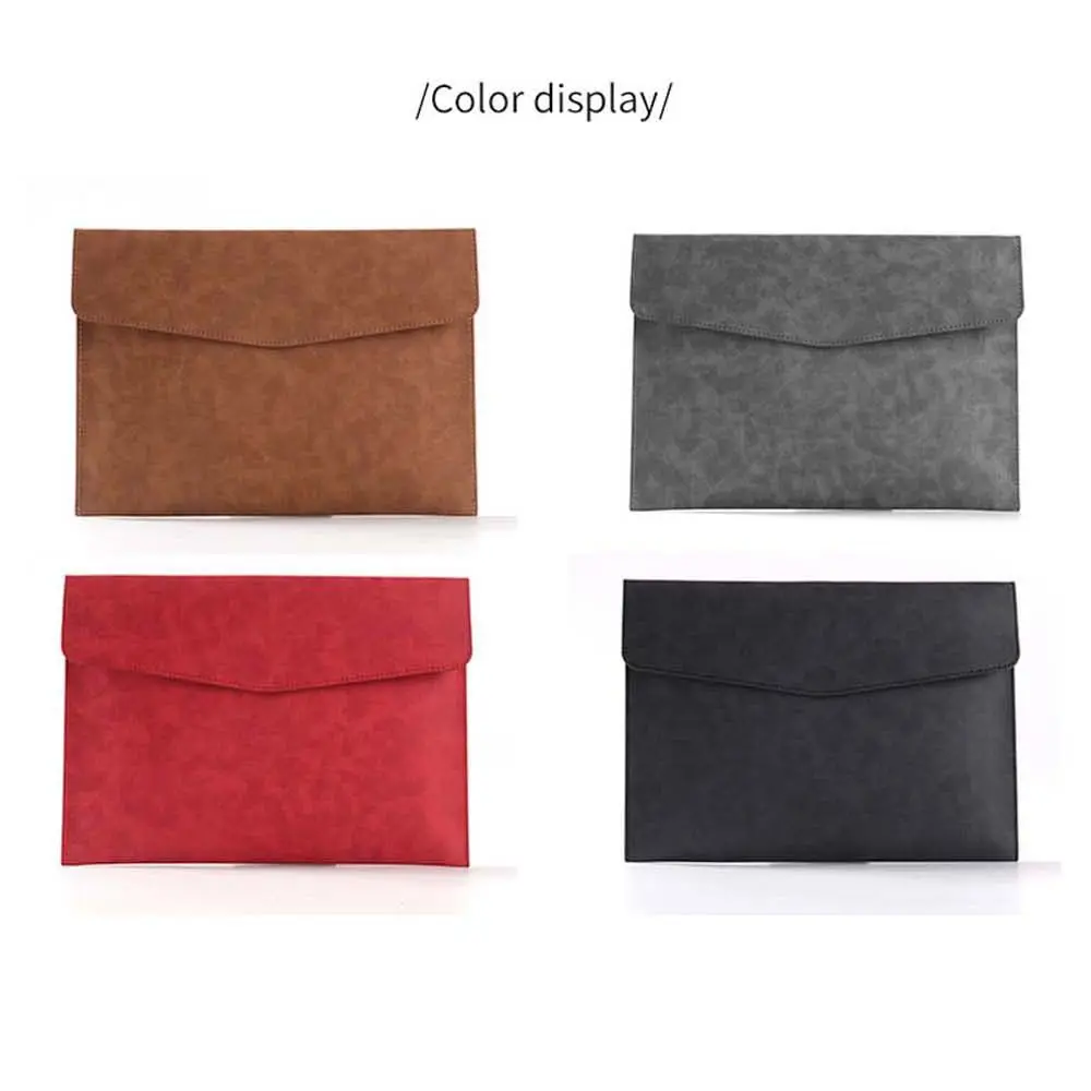 School Universal Button Design Tablet Bag Large Capacity Laptop Bag PU Leather Folder Document Organizer Bag Business Handbag