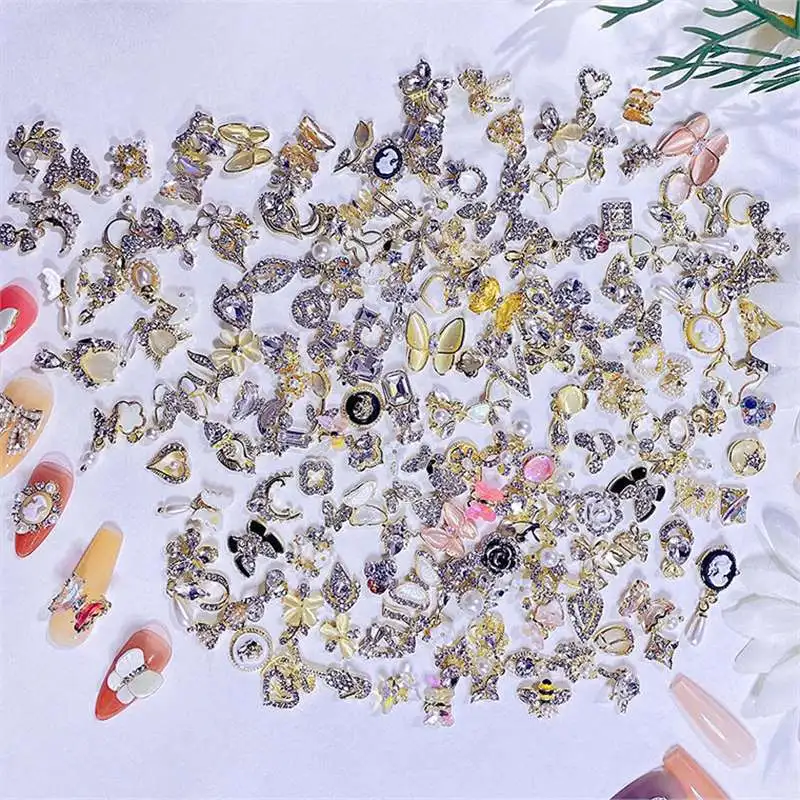 

50 шт., металлические подвески для ногтей