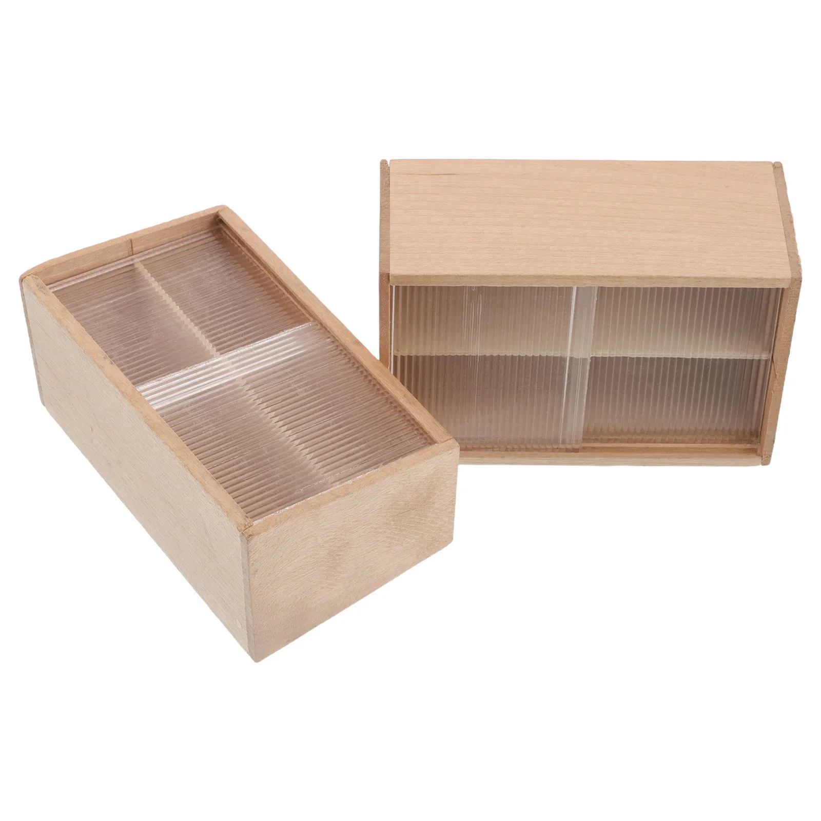 

2Pcs Realistic Wood Mini Cabinet with Slanted Door 1:12 Scale Dustproof Display Case for Dollhouse Bakery Kitchen Home