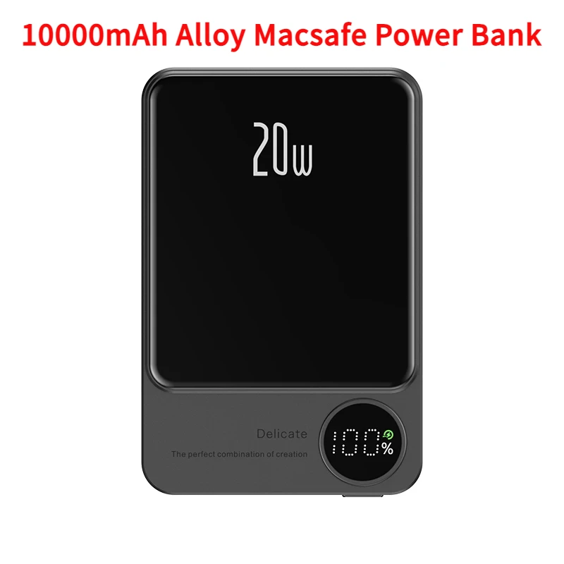 10000mAh Alloy Macsafe Power Bank Magnetic Power Bank Wireless Fast Charger For IPhone 15 14 13 12 Backup Battery For Magsafe