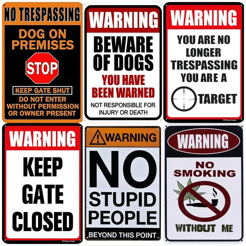 No Trespassing Sign 30styles No Trespassing Gun Signs Metal UV Ink Printing, Reflective, Weatherproof, Outdoor Keep Out Sign