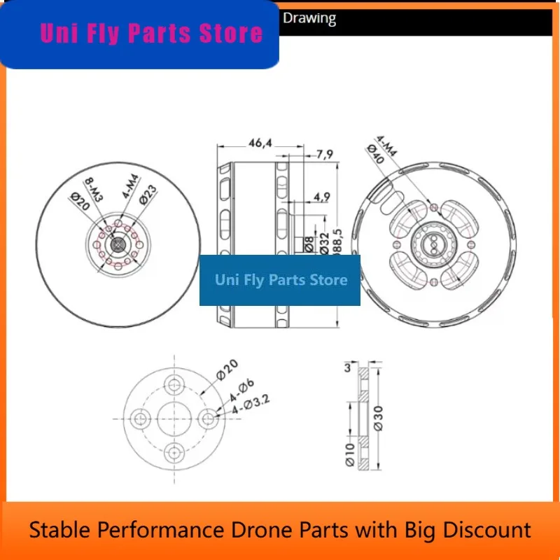 SkyDElT-MOTOR V807 KV170 12S Cheap Factory Price 6800W 28 Poles Best Powerful Dc Vtol Motor