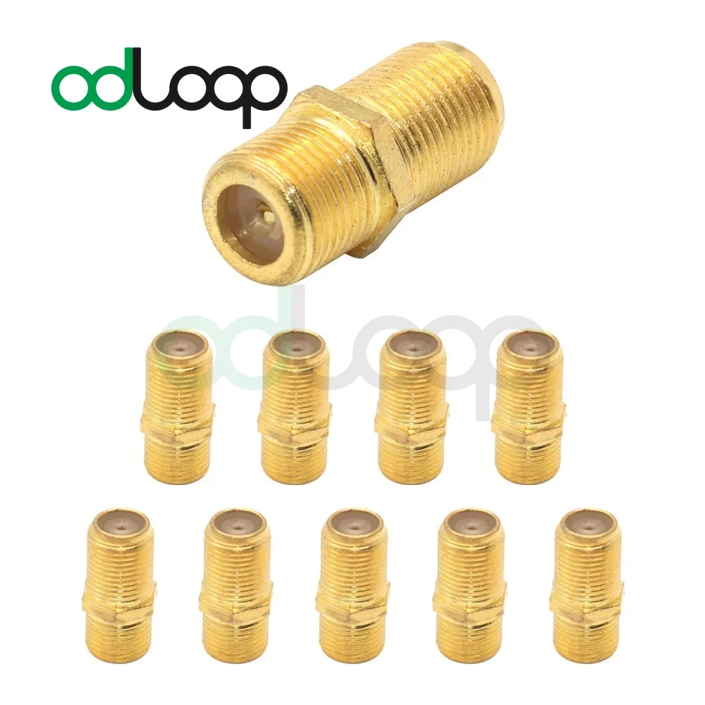 

ODLOOP Coaxial Cable Connector 10-Pack, F-Type RG6 Coax Cable Extender Gold Plated Adapter, Female To Female, for TV Cables